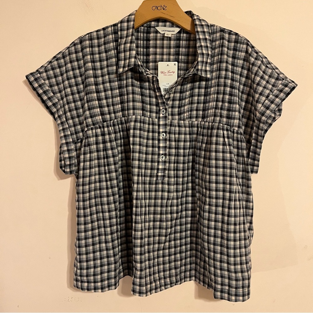 NWT Plaid Henley Top - Picture 2 of 8